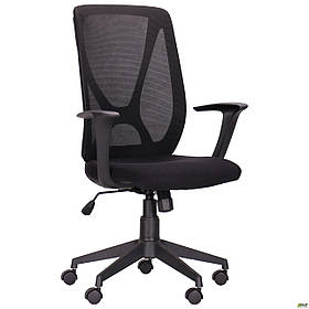 Офісне крісло Nickel Black чорне сидіння-спинка сітка