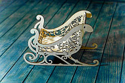 Дерев'яні сани карета шкатулка — новорічний декор