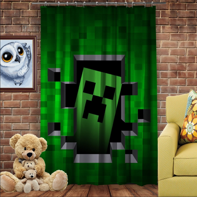 Штора 3D з принтом-Minecraft Big Creeper
