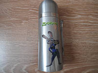 Дитячий термос для напоїв і чаю з клапаном ZooTopiA 500 мл із неіржавкої сталі пляшечка для води