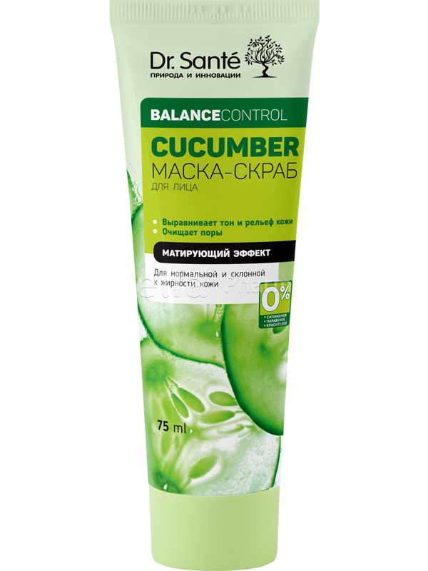 Маска-скраб для обличчя. М'який пілінг 75 мл Dr.Sante Cucumber
