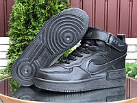 Жіночі зимові кросівки Nike Air Force 1 Shadow чорні. Зимові дитячі та підліткові взуття
