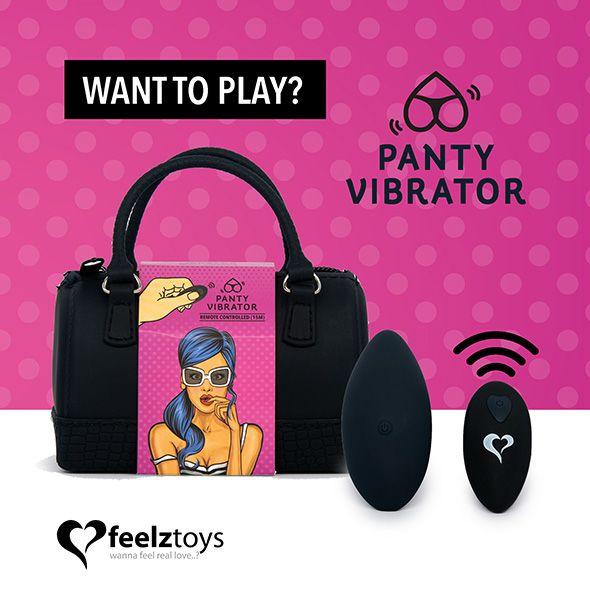 Вібратор у трусики з пультом ДУ FeelzToys Panty Vibrator Black, 10х4,5 см.