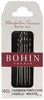 Chenille Double Eye №18/22 (6шт) Набір голок для вишивання стрічками з Подвійним вушком Bohin (Франція) 98408