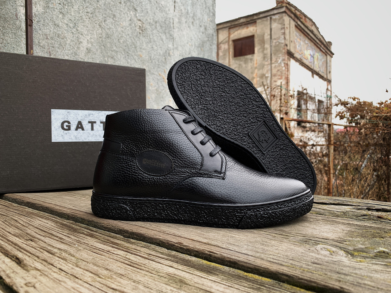 Чоловічі зимові шкіряні черевики Gattini Black чорні натуральна шкіра