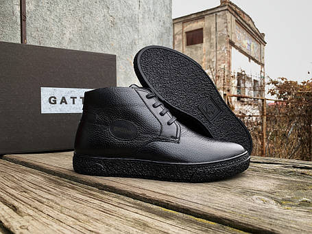 Чоловічі зимові шкіряні черевики Gattini Black чорні натуральна шкіра, фото 1