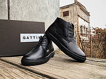 Чоловічі зимові шкіряні черевики Gattini Black чорні натуральна шкіра, фото 4
