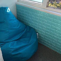 3D панель самоклеюча 70х77см х 5мм Шпалери під декоративну цеглу Самоклейка 3Д бірюза, фото 4