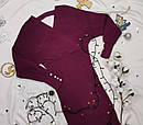Жіноча облягаюча сукня з вирізом бордова, фото 3