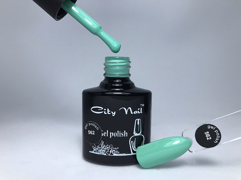 Гель-лак CityNail 562 м'ятний (бірюзовий, зелений, колір морської хвилі) - Кольорові гель-лаки для нігтів, фото 1
