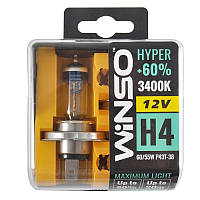 Галогенные лампы Winso HYPER +60% H4 12V 60/55W P43t-38 3400K (712430)