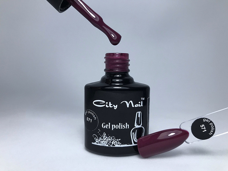 Сливовий гель лак CityNail 571 - Колір баклажан гель лак - Баклажановий гель лак дизайн - гель-лаки кольорові, фото 1