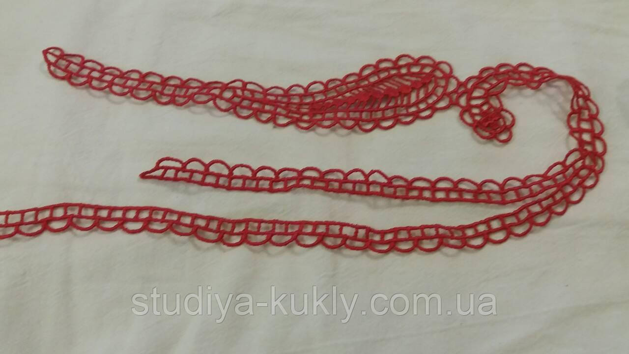 Фрагмент мережива. Розмір  50 мм. Колір  червоний., фото 1