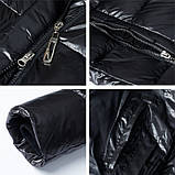 Пуховик жіночий зимовий ICEbear. Куртка подовжена тепла з каптуром на биопухе (чорний) L, фото 7