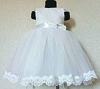 Детское нарядное белое платье Снежинка-Кружево 86-104