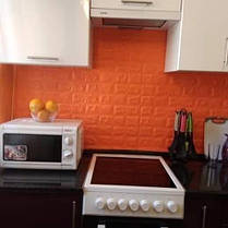 3Д панель самоклеюча Шпалери під декоративну цеглу Самоклейка Помаранчевий 3Д цегла 5 мм, фото 2