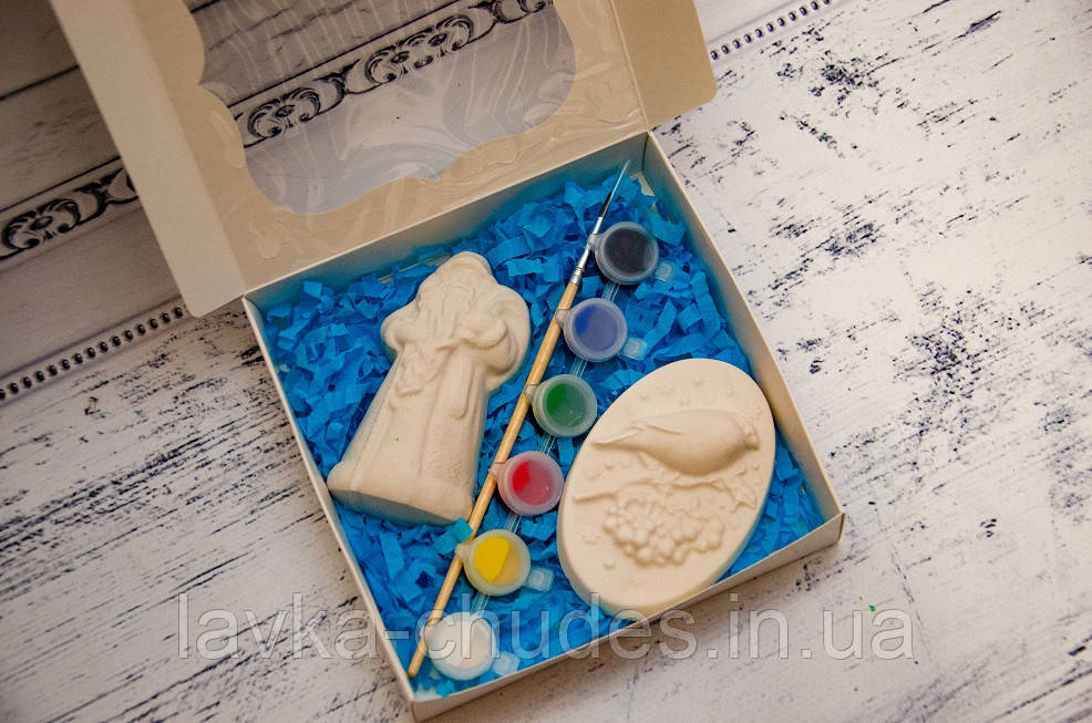 Набір гіпсових фігурок з фарбами, набір для творчості, фото 1