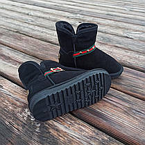 Натуральна замша уггі дитячі UGG GUCCI чорні черевики чобітки уггі дитячі для дівчинки хлопчика, фото 4