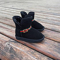 Натуральна замша уггі дитячі UGG GUCCI чорні черевики чобітки уггі дитячі для дівчинки хлопчика, фото 3