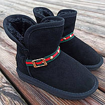 Натуральна замша уггі дитячі UGG GUCCI чорні черевики чобітки уггі дитячі для дівчинки хлопчика, фото 5