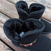 Натуральна замша уггі дитячі UGG GUCCI чорні черевики чобітки уггі дитячі для дівчинки хлопчика, фото 5