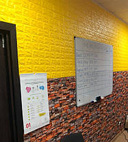 3D панель самоклеюча Шпалери 70*77*0,5 см під декоративну цеглу Самоклейка Жовтий 3Д, фото 4