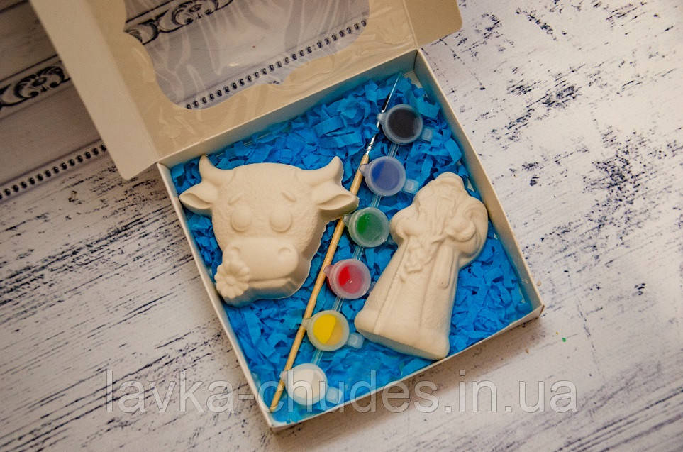 Набір гіпсових фігурок з фарбами, набір для творчості, фото 1