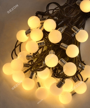 Лампочки 20 мм 30 LED, 7 м + перехідник, теплий білий