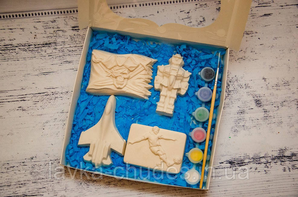 Набір гіпсових фігурок з фарбами, набір для творчості, фото 1
