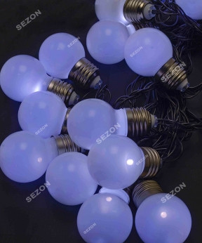 Лампочки 50 мм матові, 20 LED-чорний/провід 7 м, білий