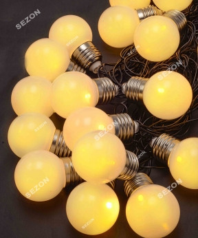 Лампочки 50 мм матові, 20 LED-чорний/провід 7 м, білий теплий