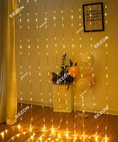 Водоспад 400 LED 3 м * 2 м, (8 режимів + статична), теплий білий
