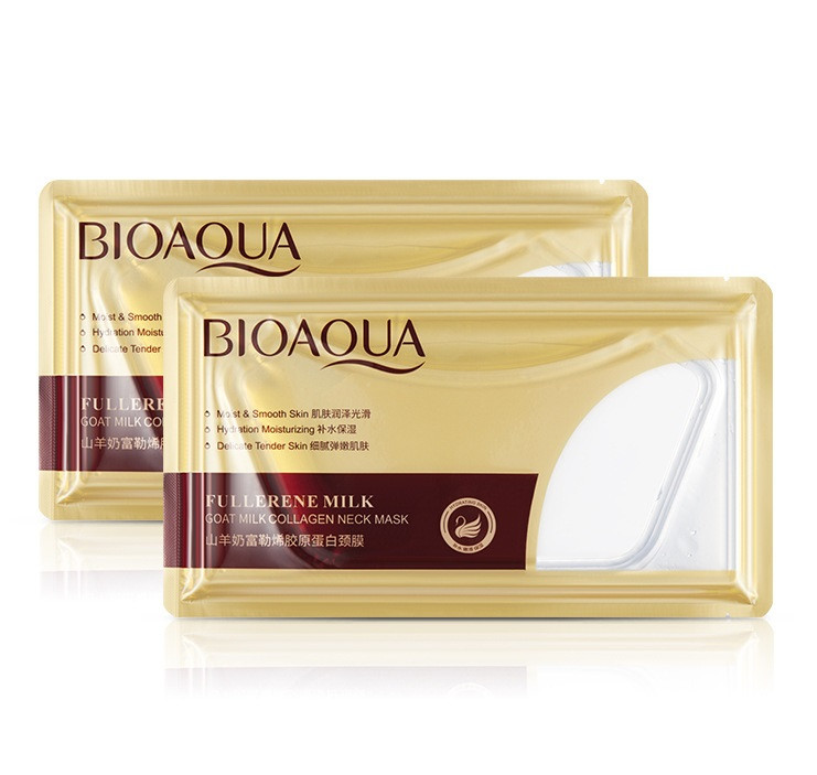 Маска для шиї з колагеном та козячим молоком розгладжує BIOAQUA Fullerene Milk Goat Milk Collagen Neck Mask