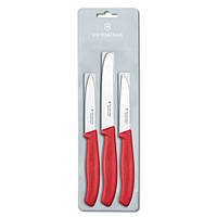 Набір кухонних овочевих ножів Victorinox Swiss Classic Paring Set 3 шт Червоний (6.7111.3) оригінальний