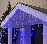 Гирлянда светодиодная уличная Бахрома LedGO, 3 х 0,6 м, 100 LED Premium, белый провод, синий