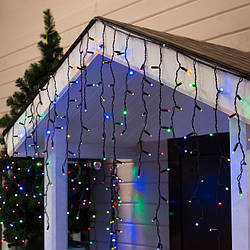 Світлодіодна гірлянда вулична "Бахрома" LedGO, 3 х 0,6 м, 100 LED Premium, чорний кабель, мульти