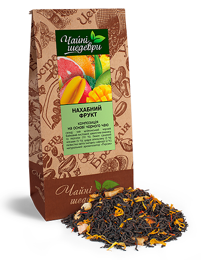 Чай чорний з добавками Нахабний Фрукт ТМ "Чайні шедеври", 500г, високогірний чорний чай з шматочками фруктів, фото 1