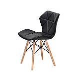 Обідній стілець GREG Грег чорна екокожа на букових ногах, фото 2