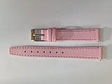 Рожевий шкіряний жіночий ремінець з рядком для наручних годинників 10 мм, фото 2