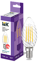 Лампа світлодіодна CT35 свічка вита прозора 7Вт 230В 4000К E27 серія 360° IEK