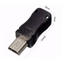 Штекер mini usb 5pin, під шнур, пластик