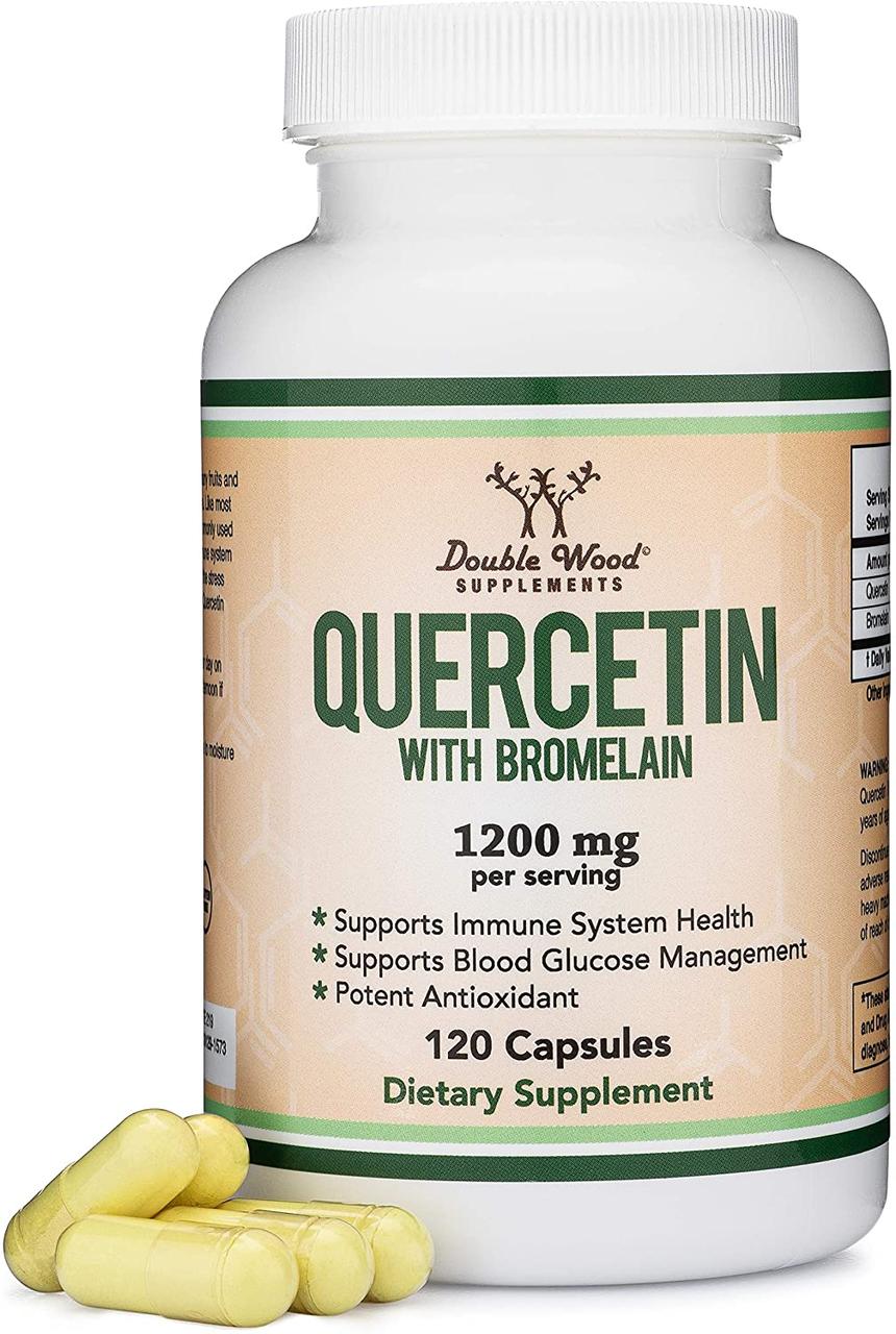 Double Wood Quercetin 1000 mg with Bromelain 200 mg / Кверцетин з бромелайном 120 капсул