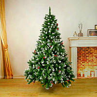 Штучна ялинка/ель "Каліна з шишками" Висота 2.20 м. Білим напиленням (засніжена).