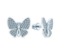 Великі срібні сережки пусети метелики з гвинтовою застібкою Україна