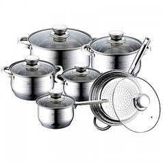 Набор посуды из нержавеющей стали Royalty Line RL-1231 12 предметов Steel