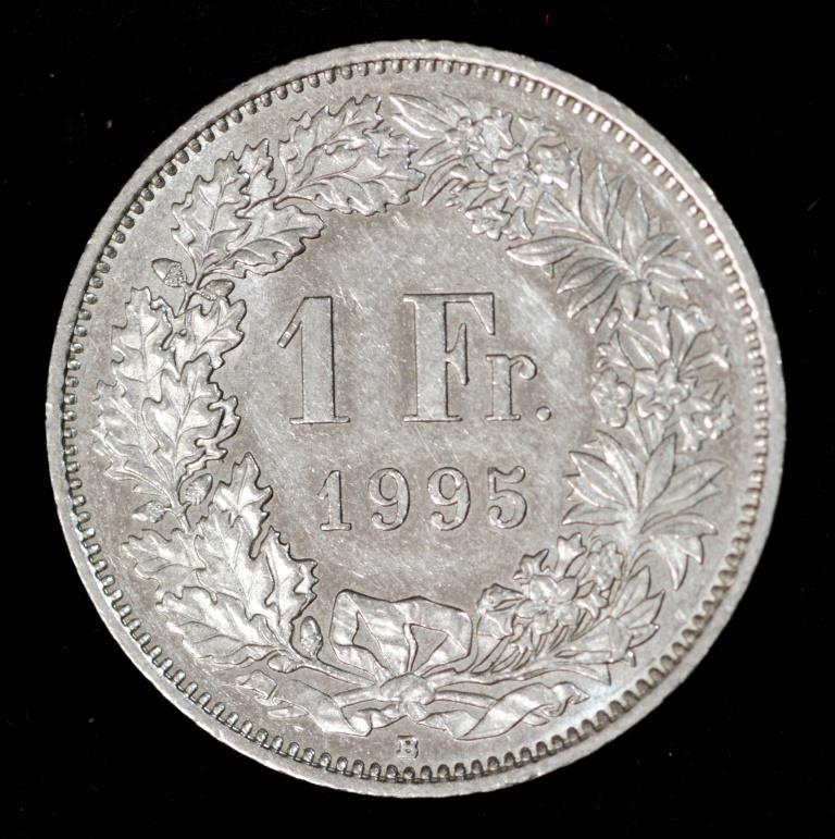 Монета Швейцарії 1 франк 1971-2015 рр., фото 1