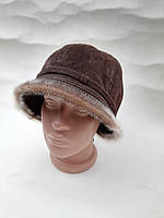 Женская замшевая шляпа с полями из нерпы 55-56