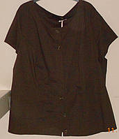 Поплиновая коричневая блуза на пуговицах 60-64 размера Bonprix