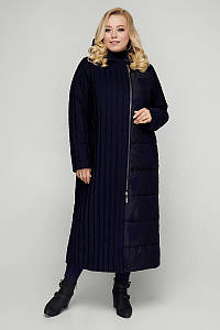 Жіноче довге стьобана пальто великих розмірів 48-64