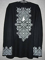 Сорочка вышиванка мужская черная Белая этническая вышивка
